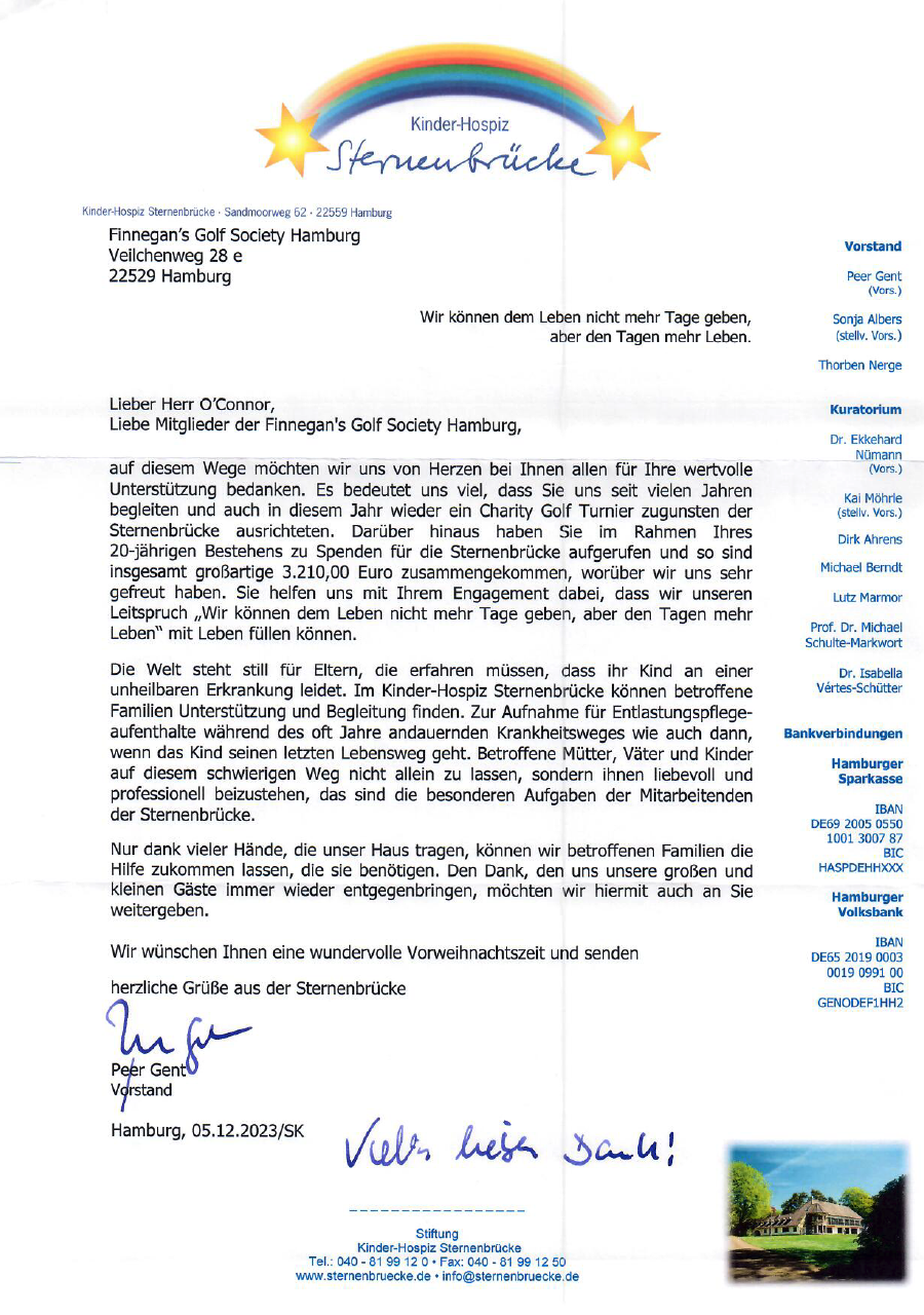Charity thank you letter
